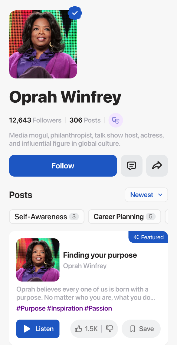 Get Mentors app mentor profile screen